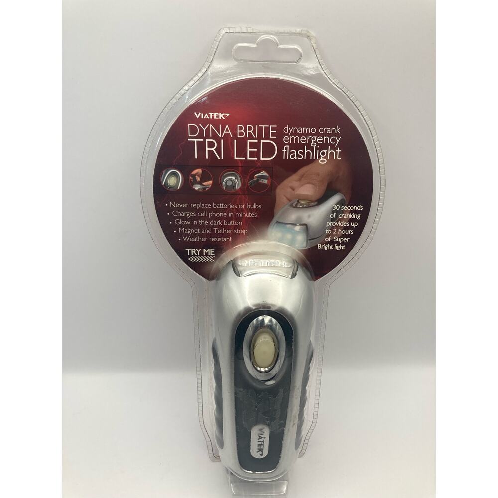 VIATEK DYNA BRITE TRI LED DYNAMO CRANK EMERGENCY FLASHLIGHT